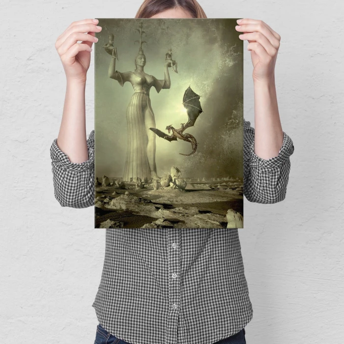 Plakat metalowy Smok Fantasy