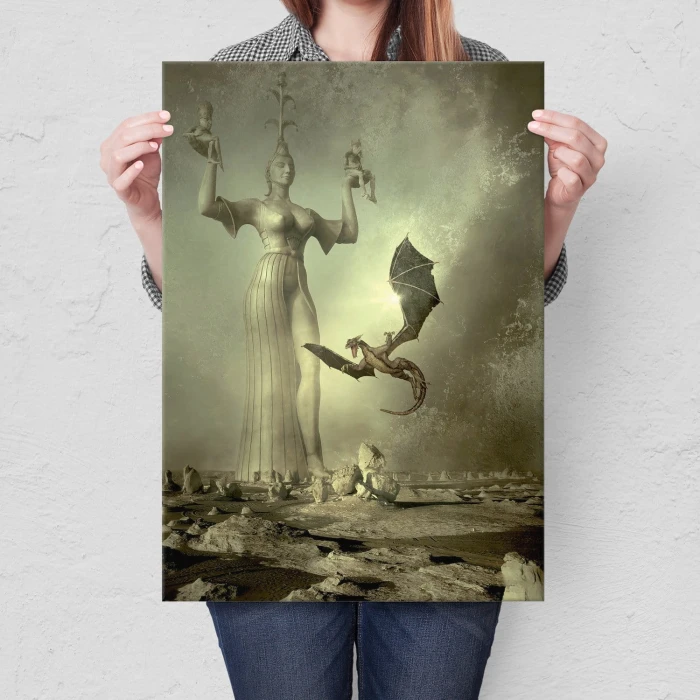 Plakat metalowy Smok Fantasy