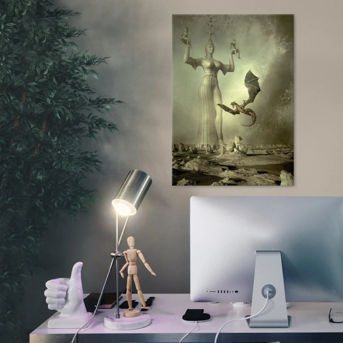 Plakat metalowy Smok Fantasy