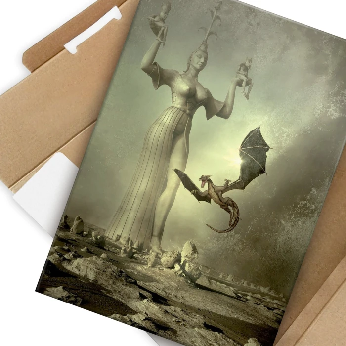 Plakat metalowy Smok Fantasy