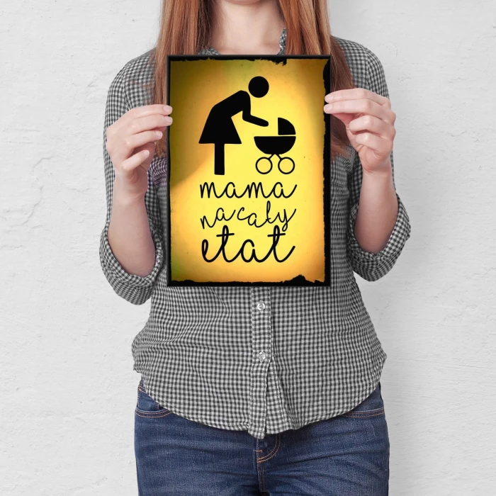 Plakat metalowy Mama na cały etat