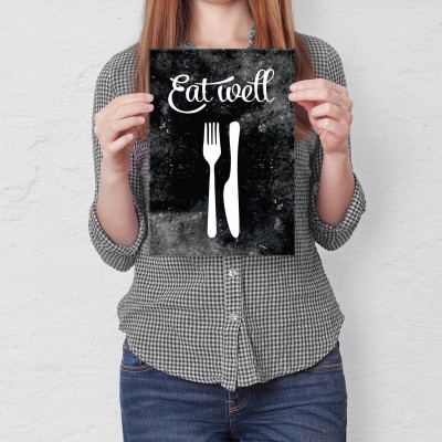 Plakat metalowy Eat well black