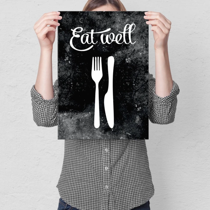Plakat metalowy Eat well black