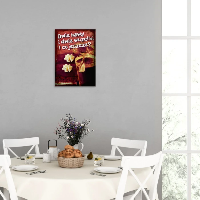 Plakat metalowy Dwie kawy i wuzetki
