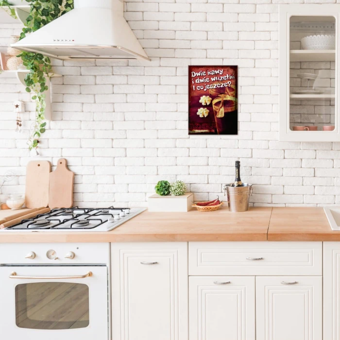 Plakat metalowy Dwie kawy i wuzetki