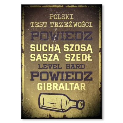 Plakat metalowy Polski test treźwości