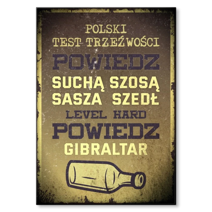 Plakat metalowy Polski test treźwości