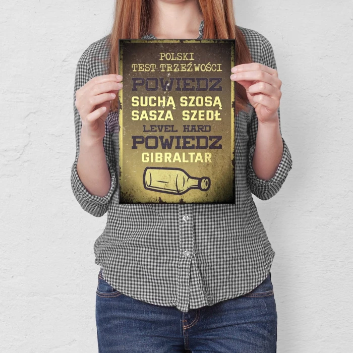 Plakat metalowy Polski test treźwości