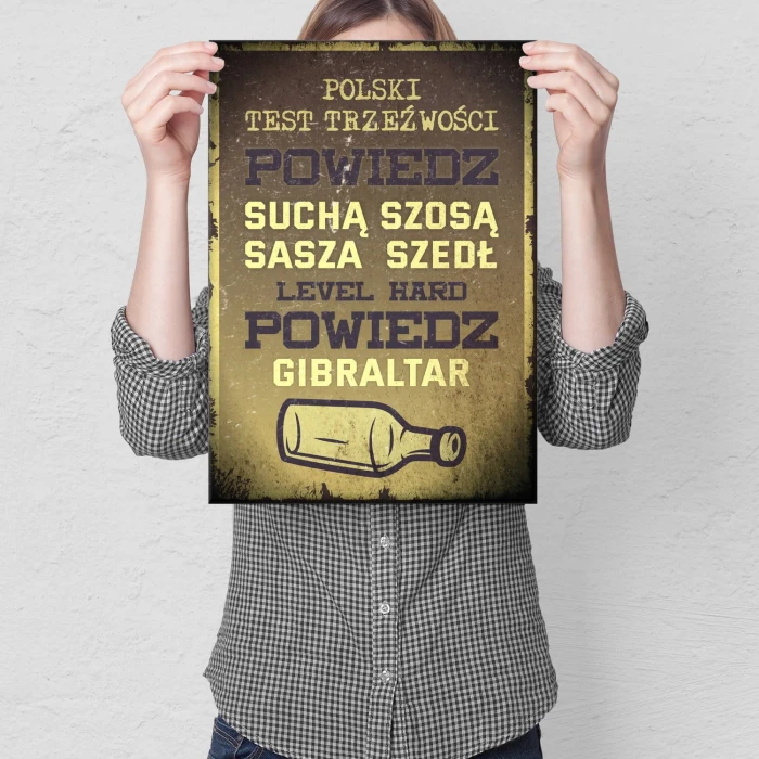 Plakat metalowy Polski test treźwości