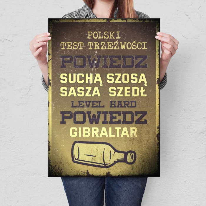 Plakat metalowy Polski test treźwości
