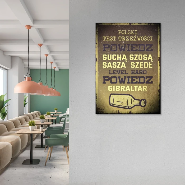 Plakat metalowy Polski test treźwości
