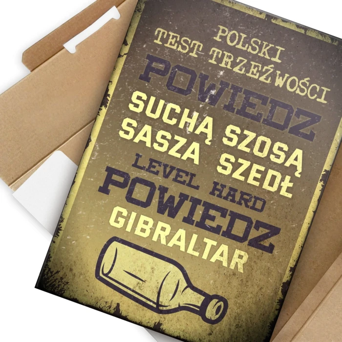 Plakat metalowy Polski test treźwości