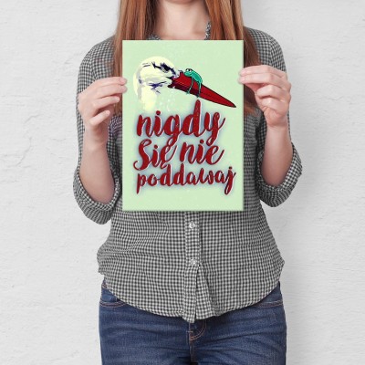 Plakat metalowy Nigdy się nie poddawaj bocian