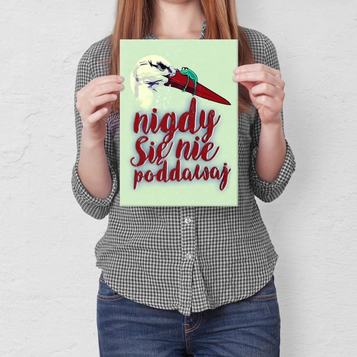 Plakat metalowy Nigdy się nie poddawaj bocian