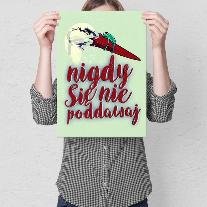 Plakat metalowy Nigdy się nie poddawaj bocian