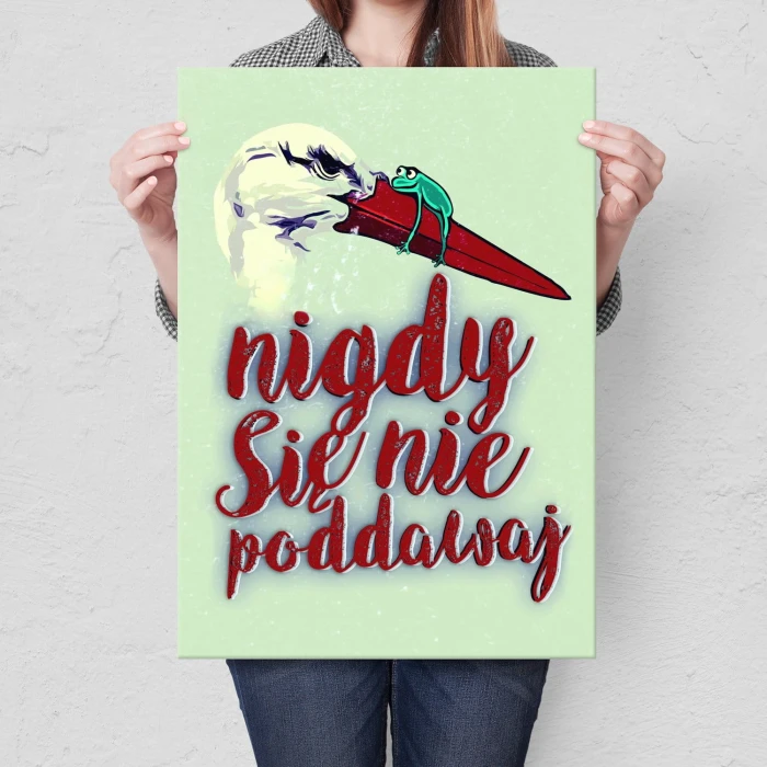 Plakat metalowy Nigdy się nie poddawaj bocian