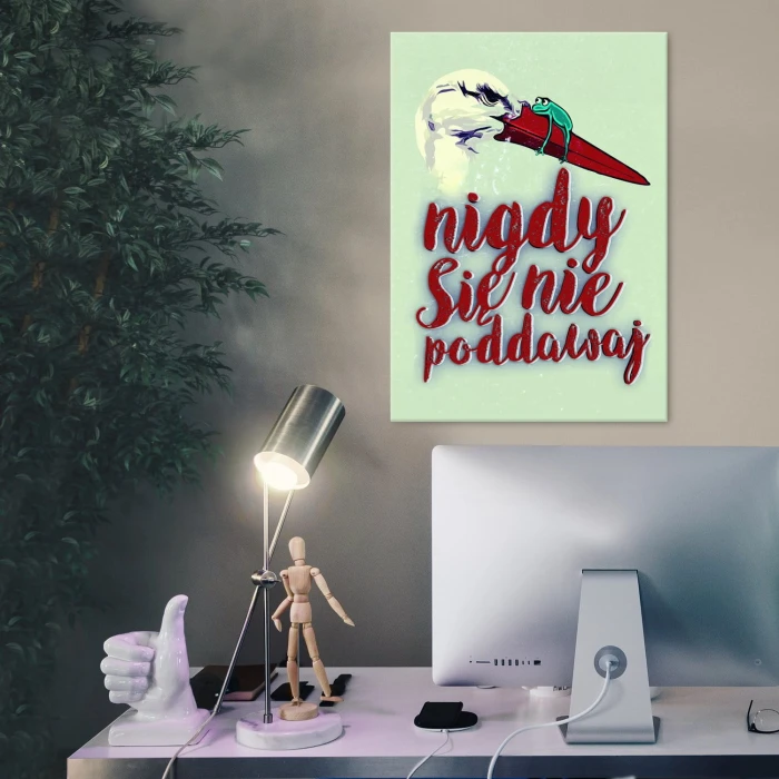 Plakat metalowy Nigdy się nie poddawaj bocian