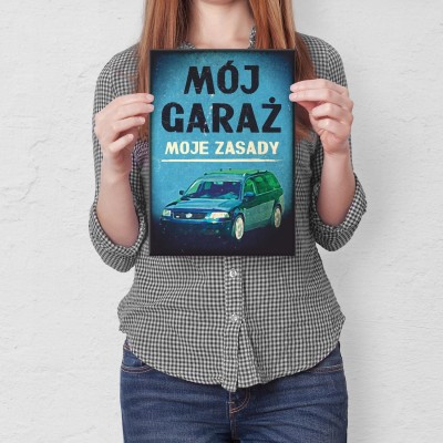 Plakat metalowy Mój garaż Passat