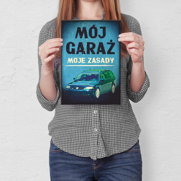 Plakat metalowy Mój garaż Passat