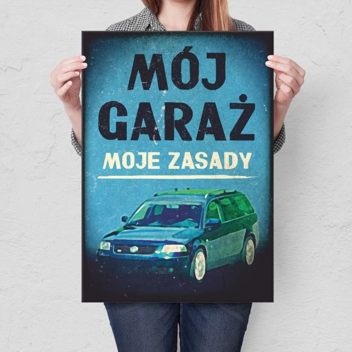 Plakat metalowy Mój garaż Passat