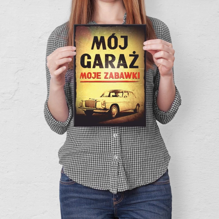 Plakat metalowy Mój garaż W115