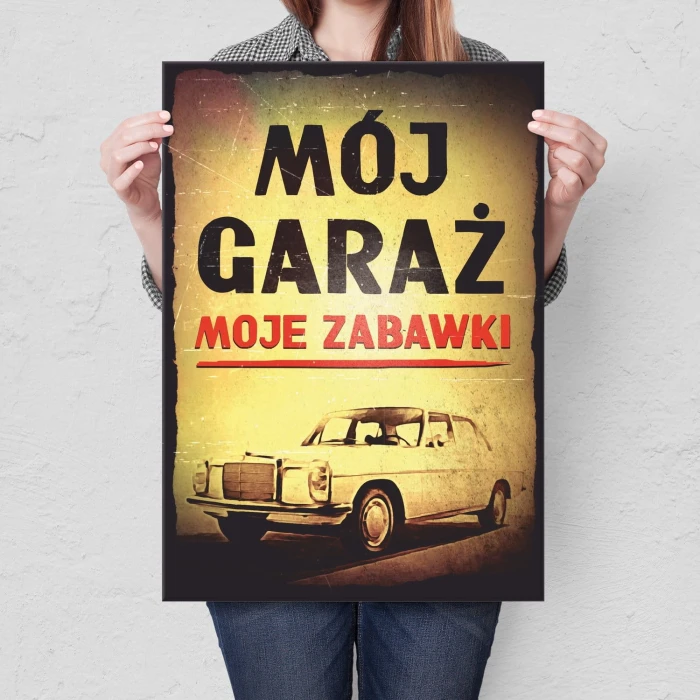 Plakat metalowy Mój garaż W115
