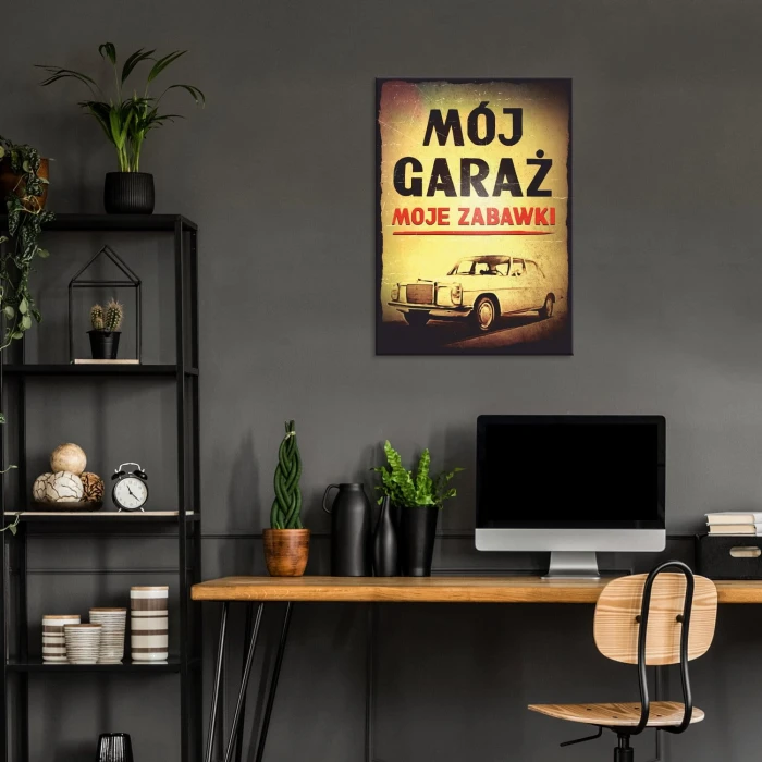 Plakat metalowy Mój garaż W115