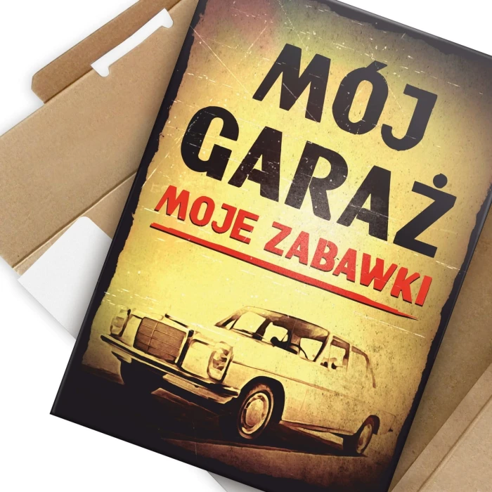 Plakat metalowy Mój garaż W115