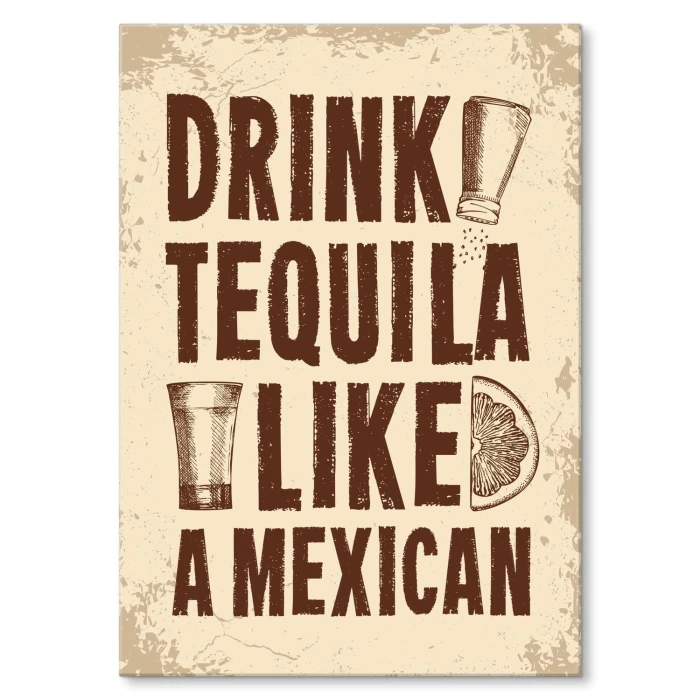 Plakat metalowy drink tequila vintage