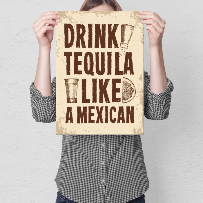Plakat metalowy drink tequila vintage