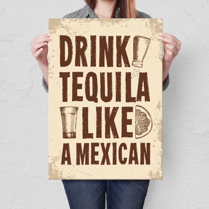 Plakat metalowy drink tequila vintage