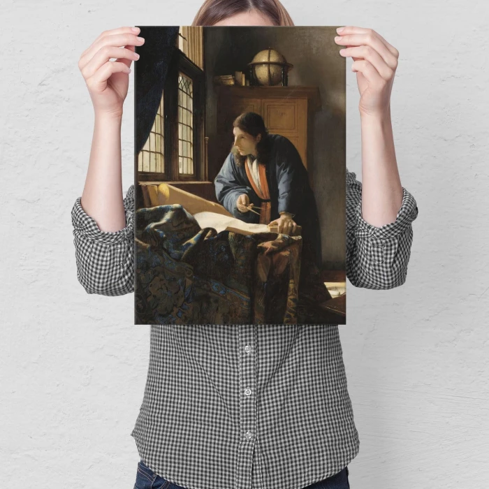 Plakat metalowy Vermeer Geograf Prezent