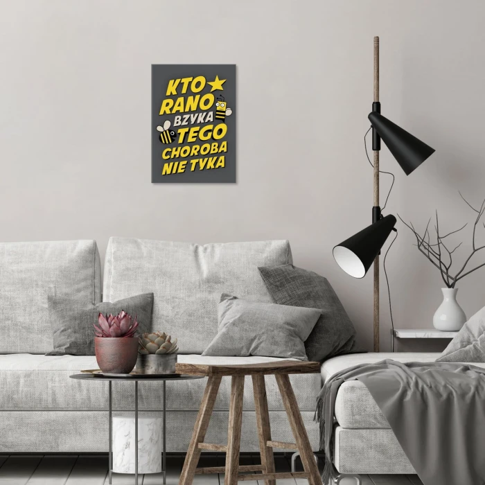 Plakat metalowy Kto rano bzyka Prezent