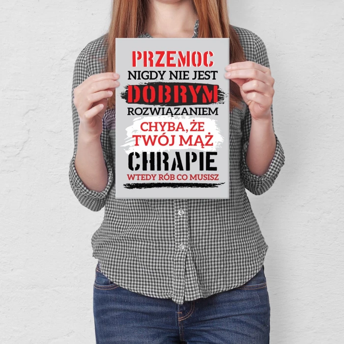 Plakat metalowy Chrapanie męża Prezent
