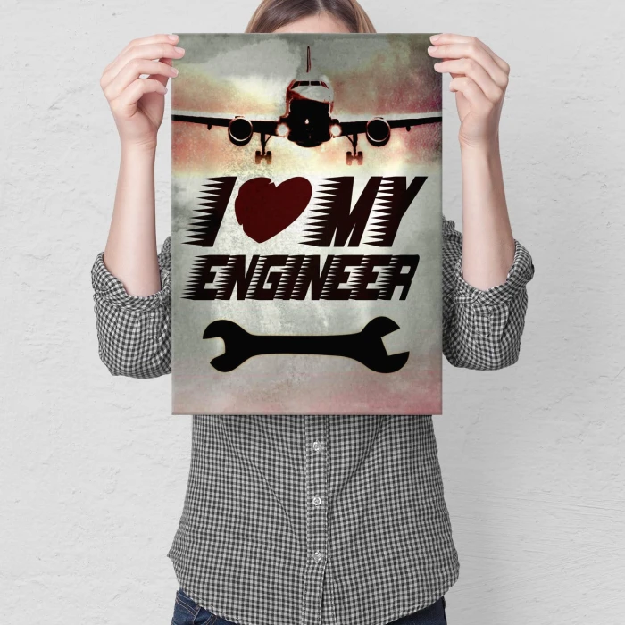 Plakat metalowy I love my engineer Prezent