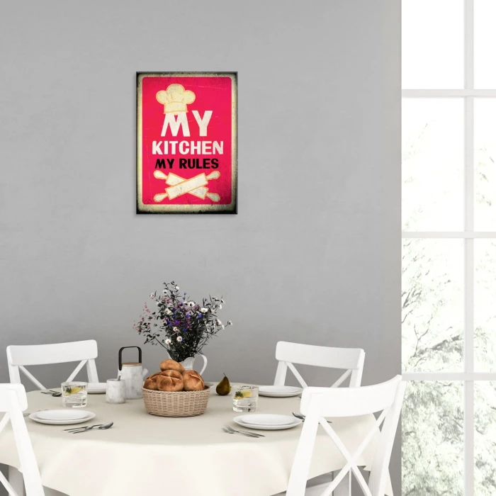 Plakat metalowy My kitchen my rules Prezent