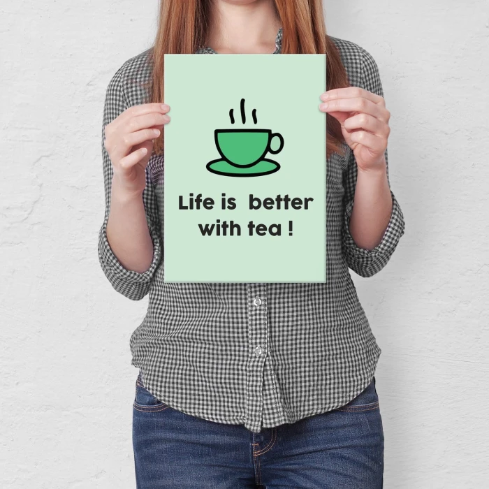 Plakat metalowy Life is better with tea Prezent