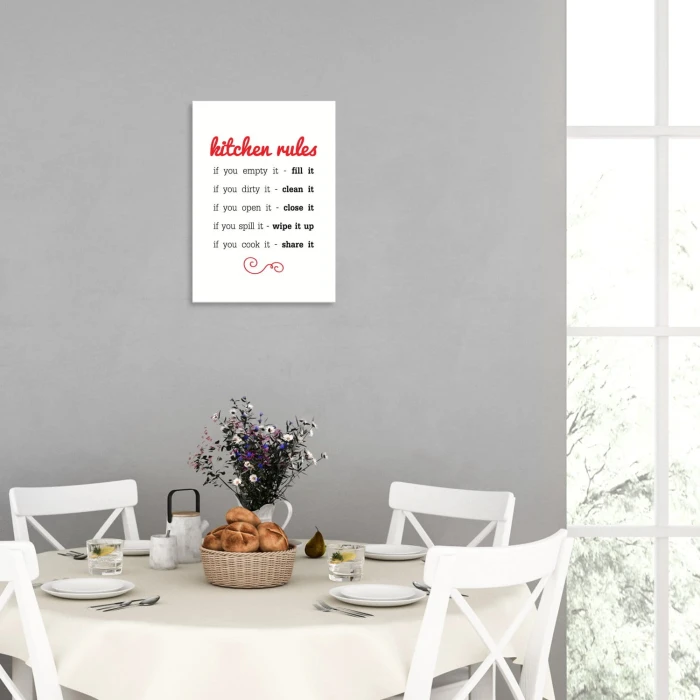 Plakat metalowy Kitchen rules Prezent