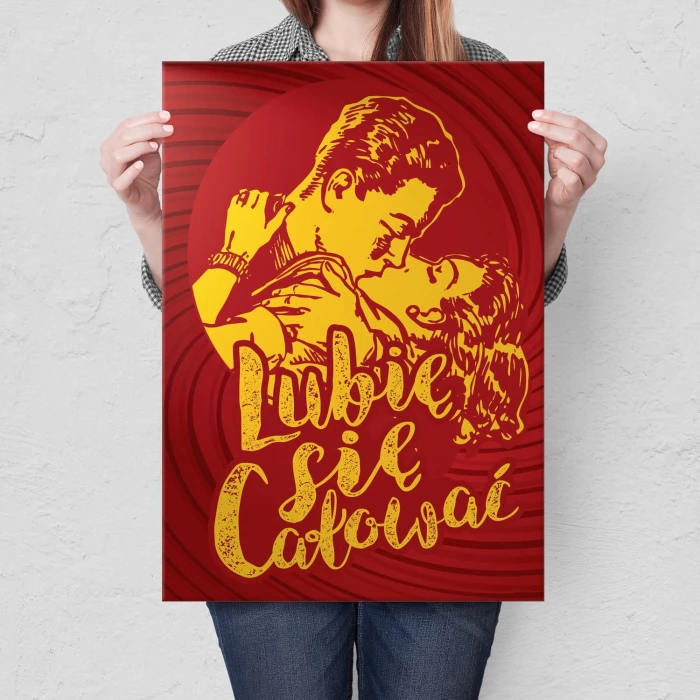 Plakat metalowy Lubię się całować Prezent