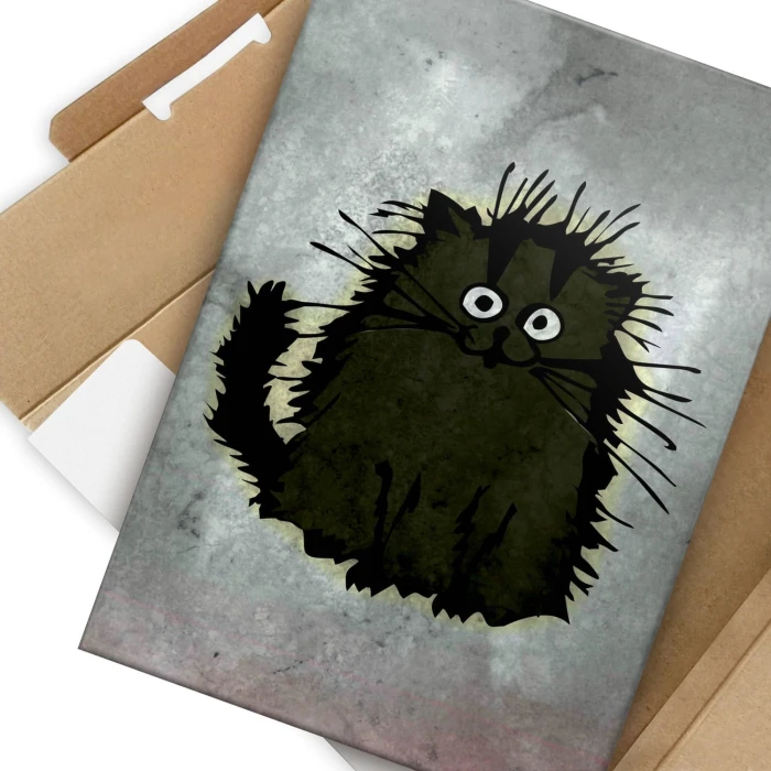 Plakat metalowy Szary kot Prezent