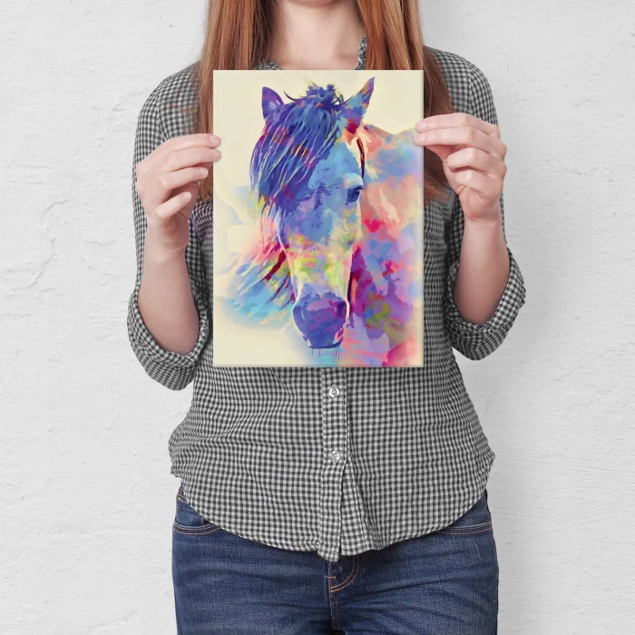 Plakat metalowy Kolorowy koń Prezent