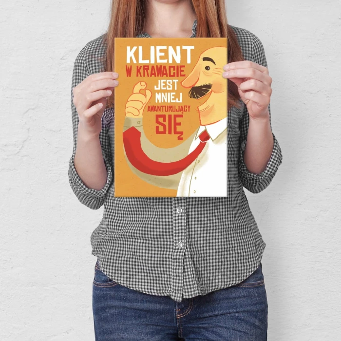 Plakat metalowy Klient w krawacie 2 Prezent