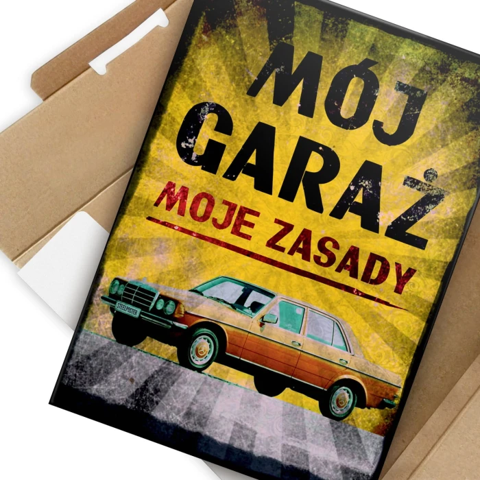 Plakat metalowy Mój garaż Merc 2 Prezent