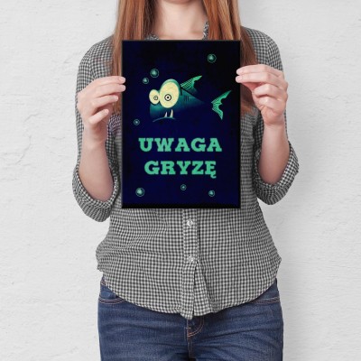 Plakat metalowy Uwaga gryzę Prezent