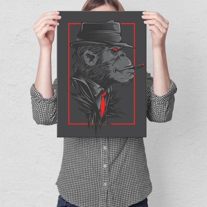 Plakat metalowy Goryl z mafii Prezent