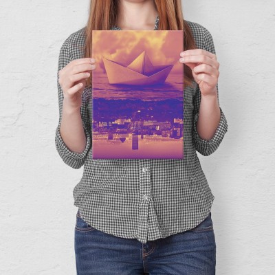 Plakat metalowy Podwodne miasto Prezent