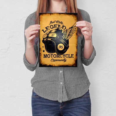 Plakat metalowy Motorcycle Community Prezent