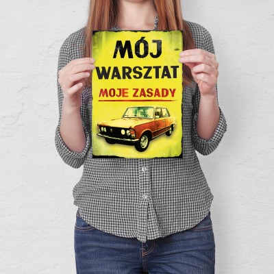 Plakat metalowy Mój warsztat 125p Prezent