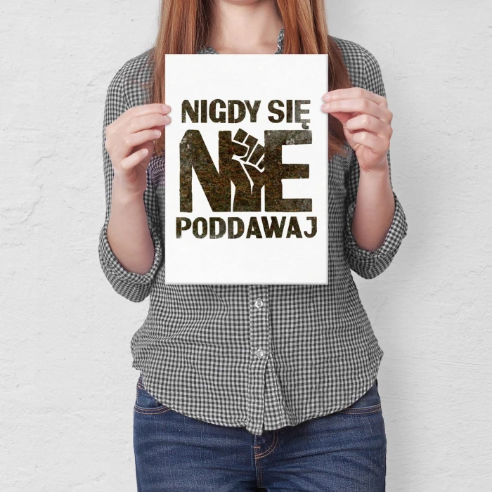 Plakat metalowy Nigdy się nie poddawaj Prezent