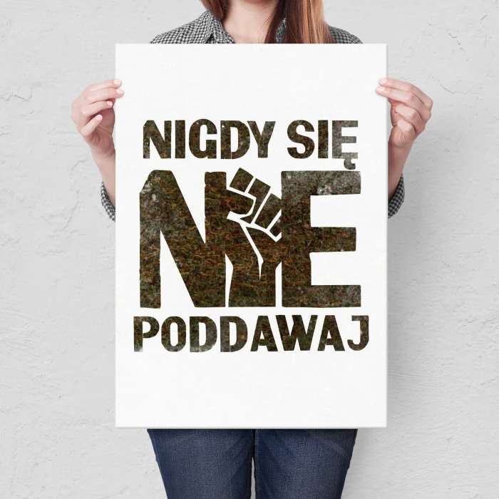 Plakat metalowy Nigdy się nie poddawaj Prezent